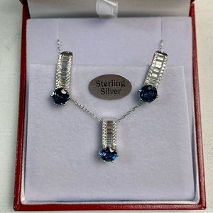 NIB Appraised Sterling and Topaz Necklace and Earring Set